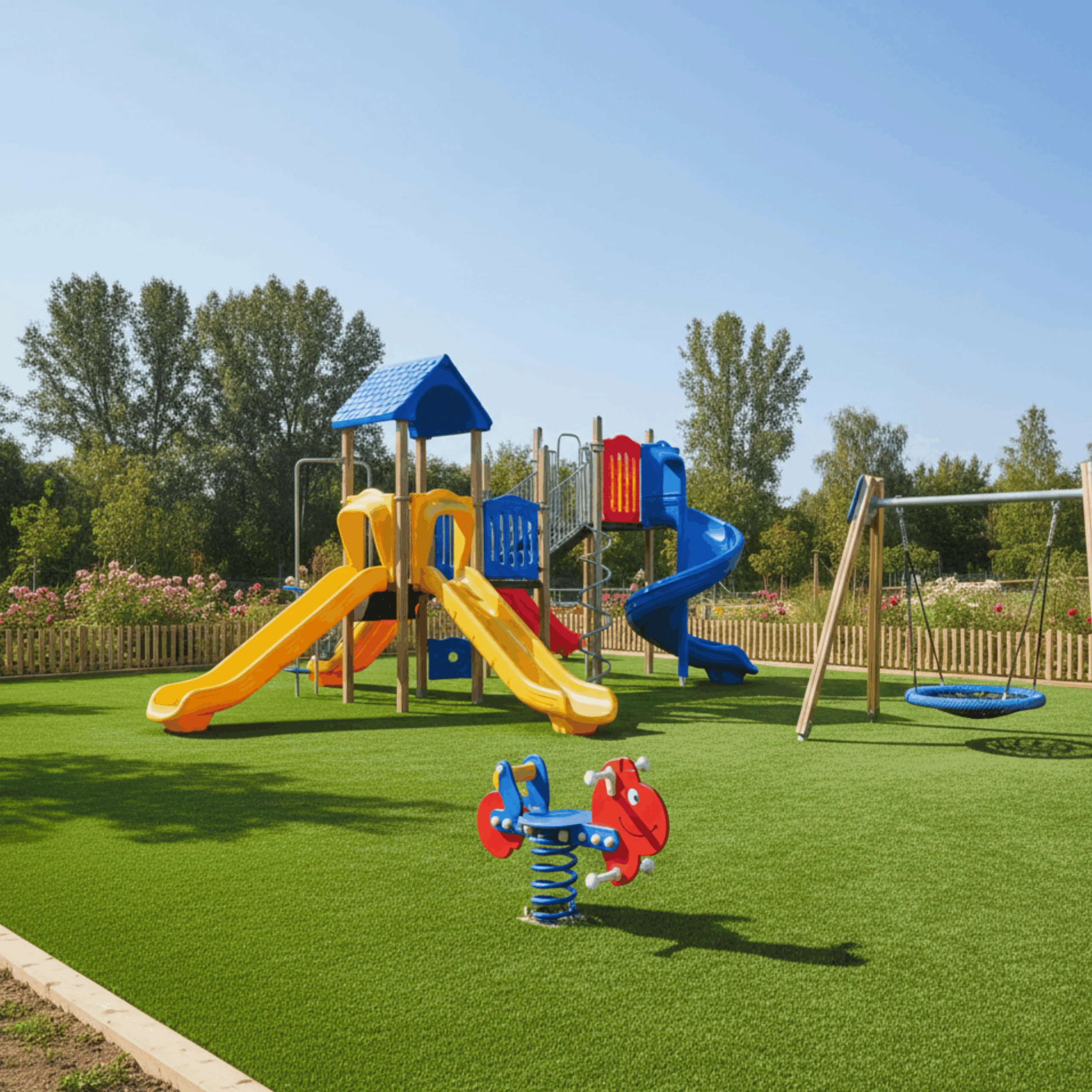 Outdoor playground artificial turf installation